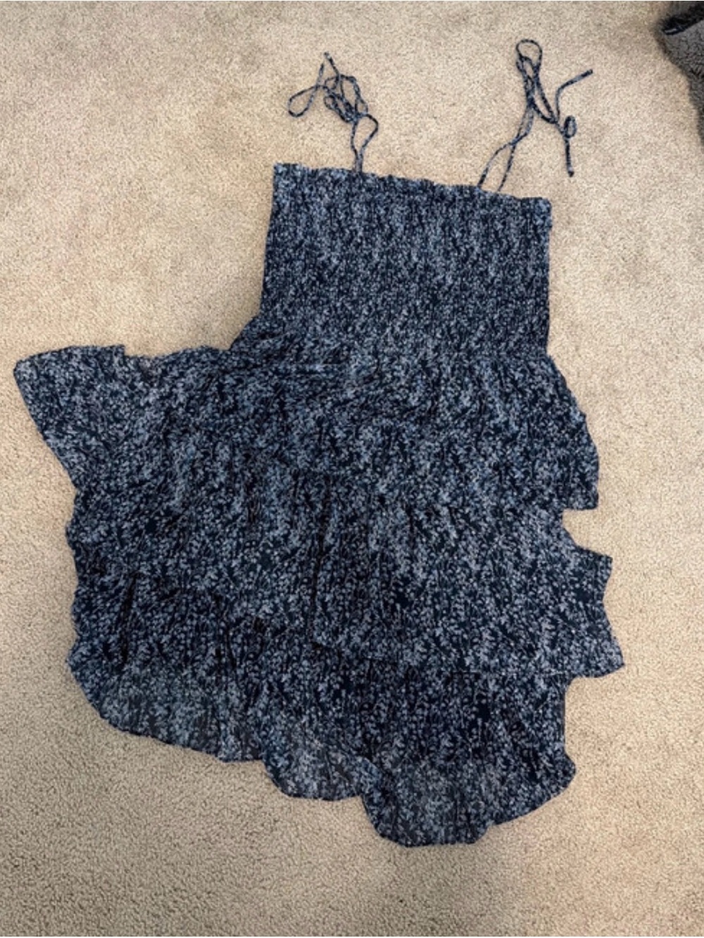 nine britton Navy Marled Smocked Circle Skirt